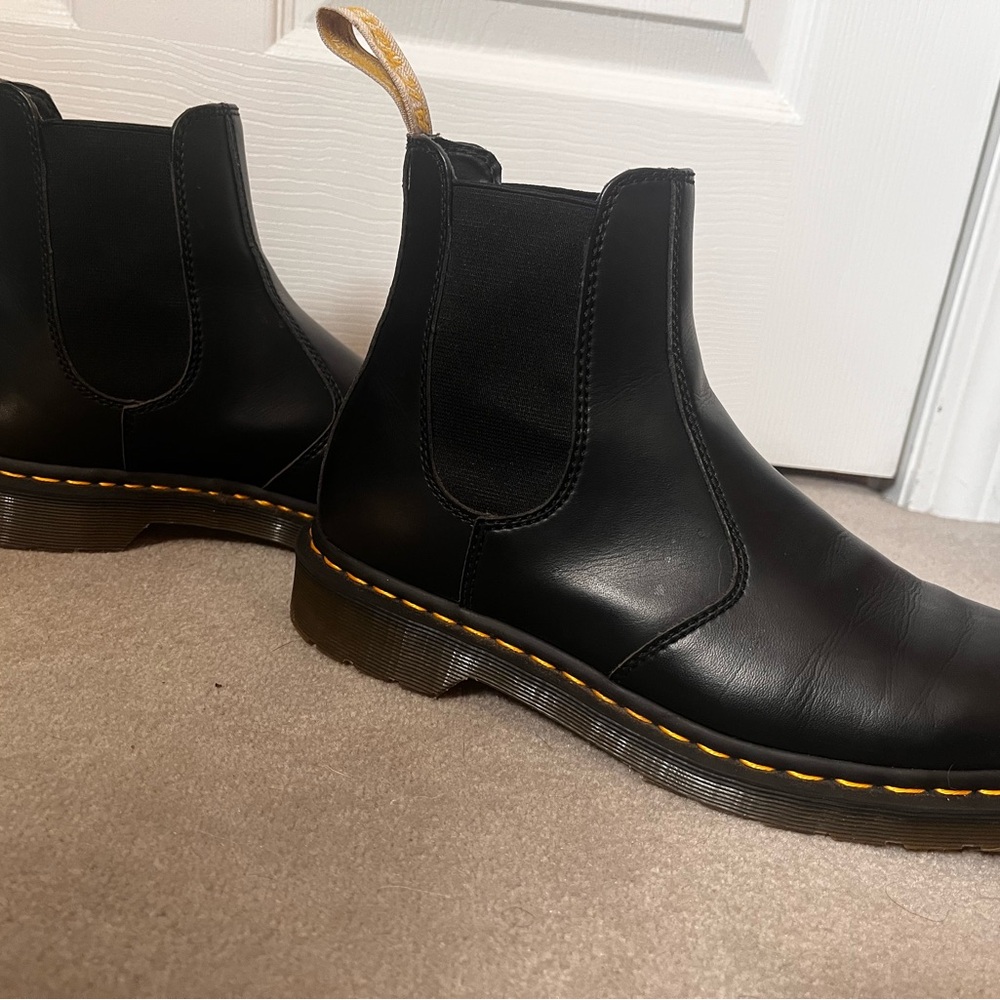 Dr. Martens Black Leather Chelsea Boots with Air-Cushioned Sole